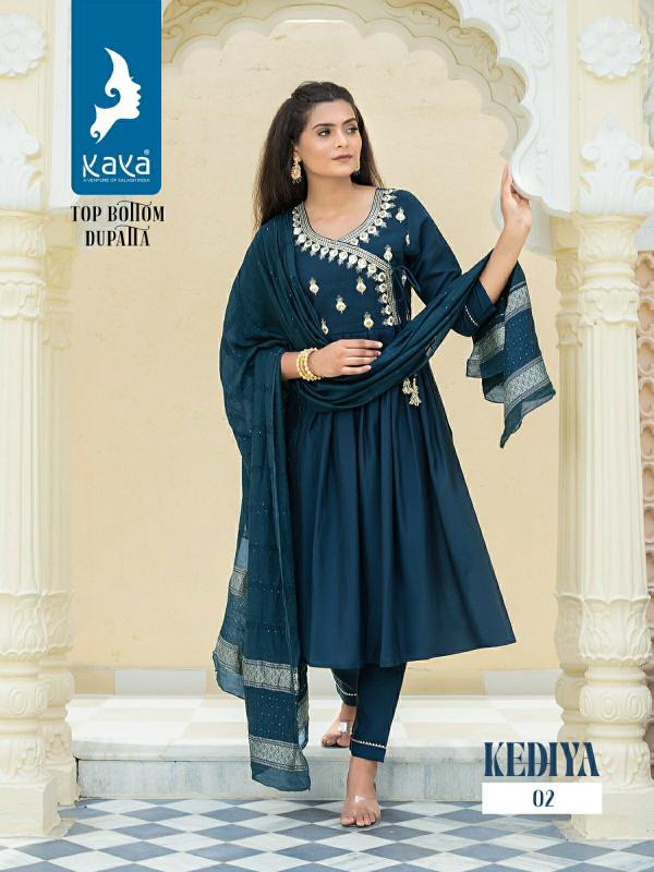 Kaya Kediya Festive Wear Silk Kurti Pant With Dupatta Collection